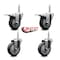 Service Caster 4 Inch Thermoplastic  Rubber Swivel 58 Inch Threaded Stem Caster Set 2 Total Lock Brakes SCC-TSTTL20S414-TPRB-58212-2-S-2 - alternate 3